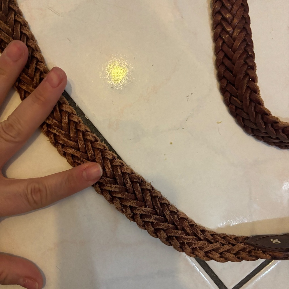 Vintage leather braided belt with silver buckle ! - Picture 3 of 5